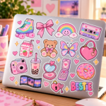Pack 100 Stickers Kawaii Rosa - Imagen 3