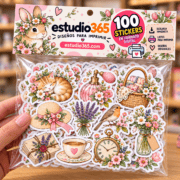 Pack 100 Stickers Floral Vintage