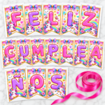 Banderines Feliz Cumpleaños Unicornio - Imagen 3