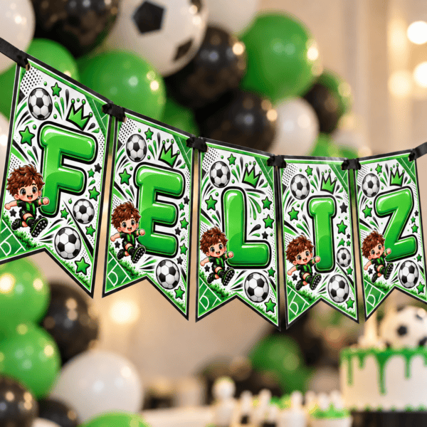 Banderines Feliz Cumpleaños Fútbol