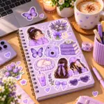 Pack 100 Stickers Lavanda Aesthetic - Imagen 2