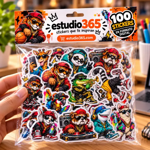 Pack 100 Stickers Animales Urbanos