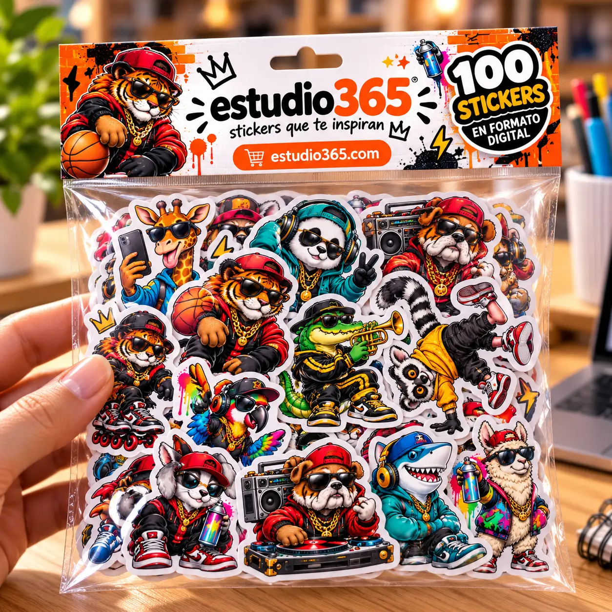 file_00000000a98c820ea7ae2b7276b1a76c Pack 100 Stickers Animales Urbanos - Imagen 1