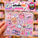 Pack 100 Stickers Kawaii Rosa