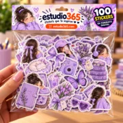 Pack 100 Stickers Lavanda Aesthetic