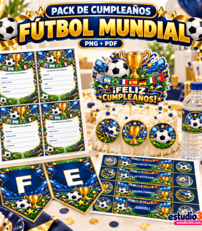 Mockup Pack de Cumpleaños Fútbol Mundial
