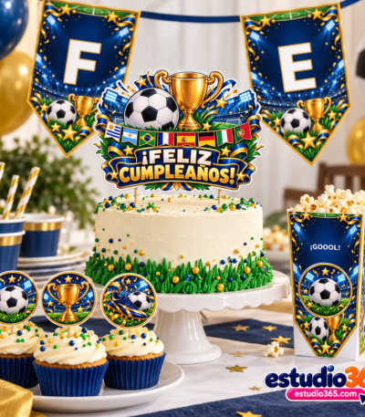 Mockup Pack de Cumpleaños Fútbol Mundial
