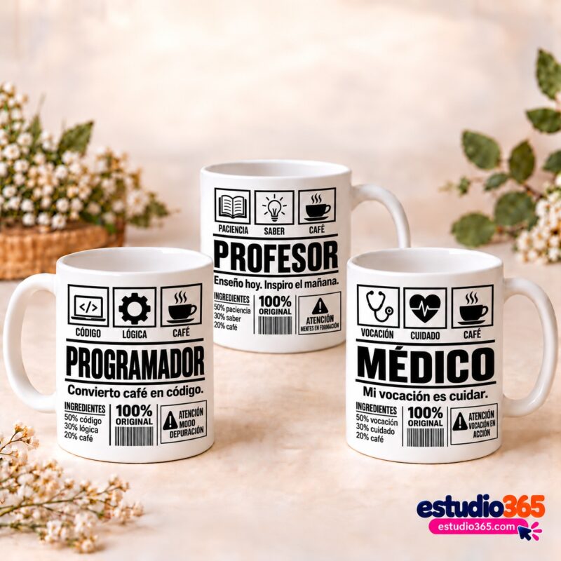 Mockup Pack de 10 plantillas para tazas Profesiones de hombre