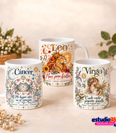 Mockup Pack de 12 Plantillas para Tazas Zodiaco