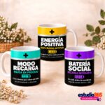 Mockup Pack de 10 plantillas para tazas Recarga y buen humor
