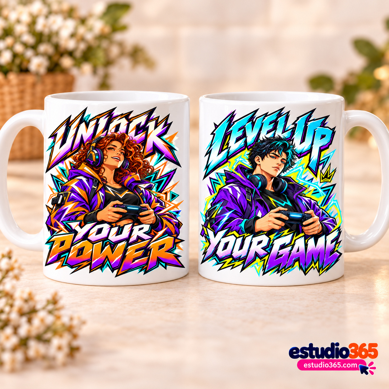 Mockup Pack de 10 plantillas para tazas – Gamer Neón