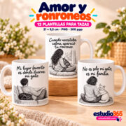 Mockup Pack de 12 plantillas para tazas – Amor y ronroneos