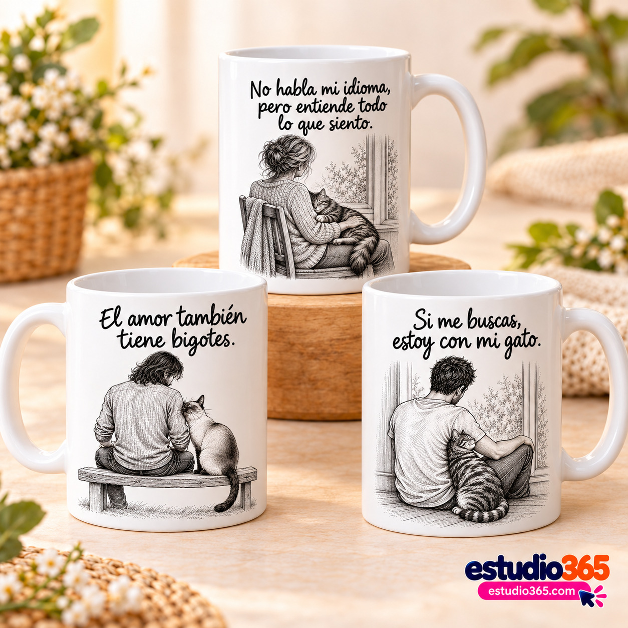 Mockup Pack de 12 plantillas para tazas – Amor y ronroneos
