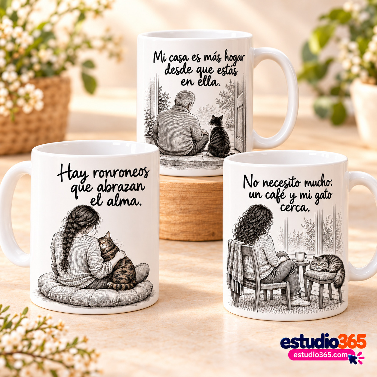 Mockup Pack de 12 plantillas para tazas – Amor y ronroneos
