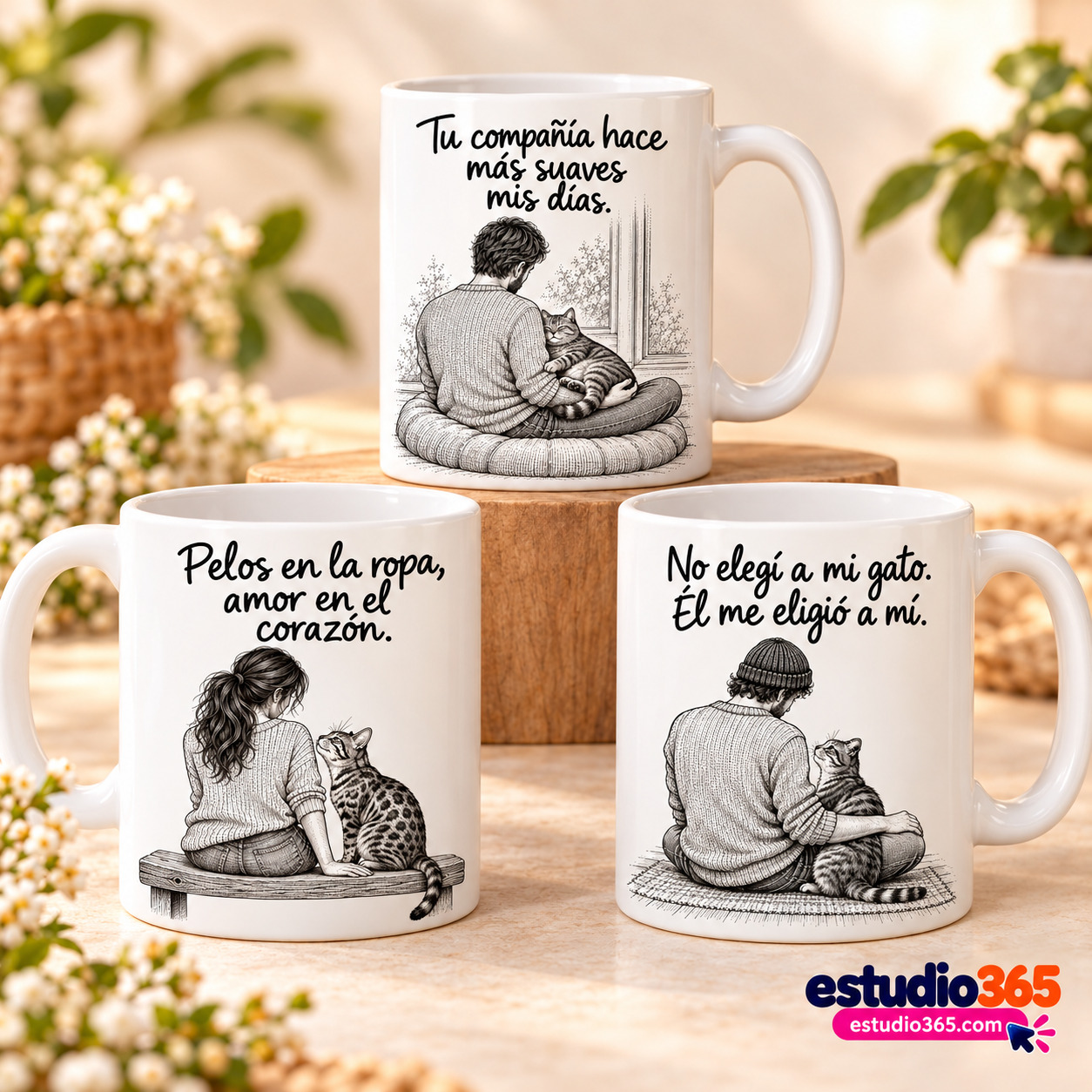Mockup Pack de 12 plantillas para tazas – Amor y ronroneos