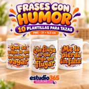 Mockup Pack de 10 plantillas para tazas Frases con humor