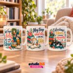 Pack de 10 plantillas para tazas Café y libros - Imagen 3
