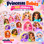 Pack de 100 Stickers Princesas Bebés