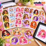 Pack de 100 Stickers Princesas Bebés - Imagen 4