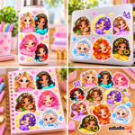 Pack de 100 Stickers Princesas Bebés - Imagen 3
