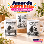 Mockup Pack de 12 plantillas para tazas – Amor de cuatro patas