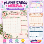 Planificador Mensual Imprimible 4 Diseños