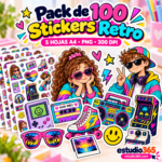 Pack de 100 Stickers Retro 80s y 90s
