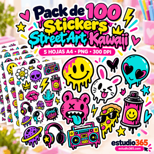 Pack de 100 Stickers Street Art Kawaii