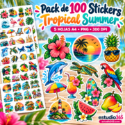 Pack de 100 Stickers Tropical Summer