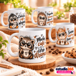 Pack de 10 Plantillas para Tazas Animales Tiernos y Café - Imagen 2