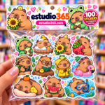 Pack de 100 Stickers Carpinchos Kawaii - Imagen 2