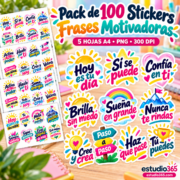 Pack de 100 Stickers Frases Motivadoras