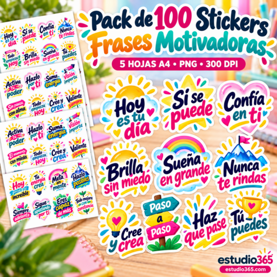 Pack de 100 Stickers Frases Motivadoras