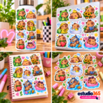 Pack de 100 Stickers Carpinchos Kawaii - Imagen 4