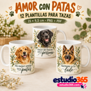 Mockup Pack de 12 Plantillas para Tazas Amor con Patas