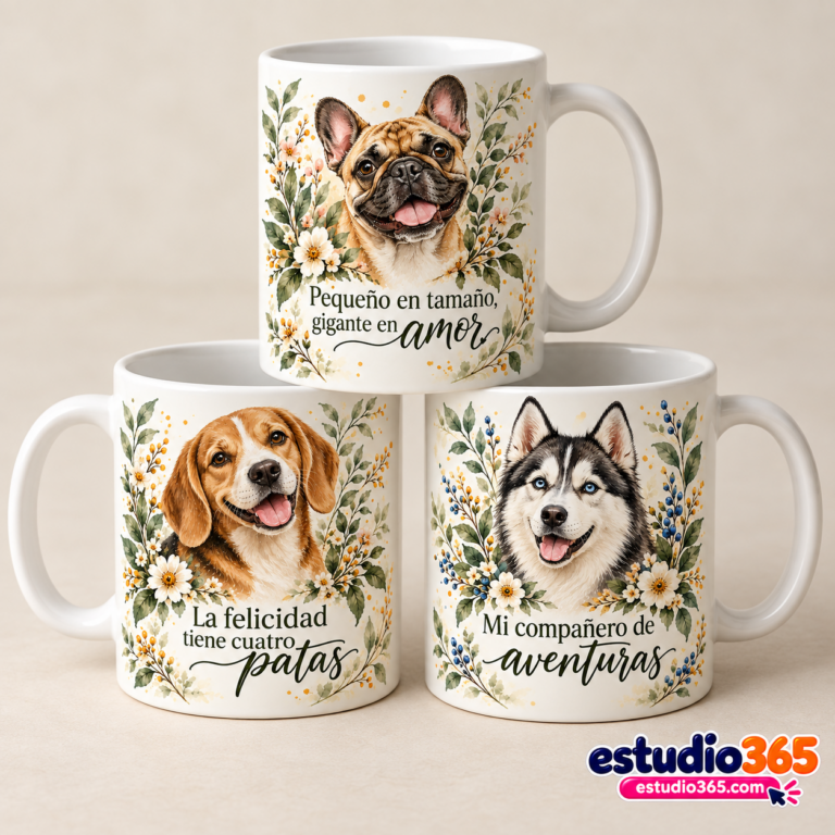 Mockup Pack de 12 Plantillas para Tazas Amor con Patas