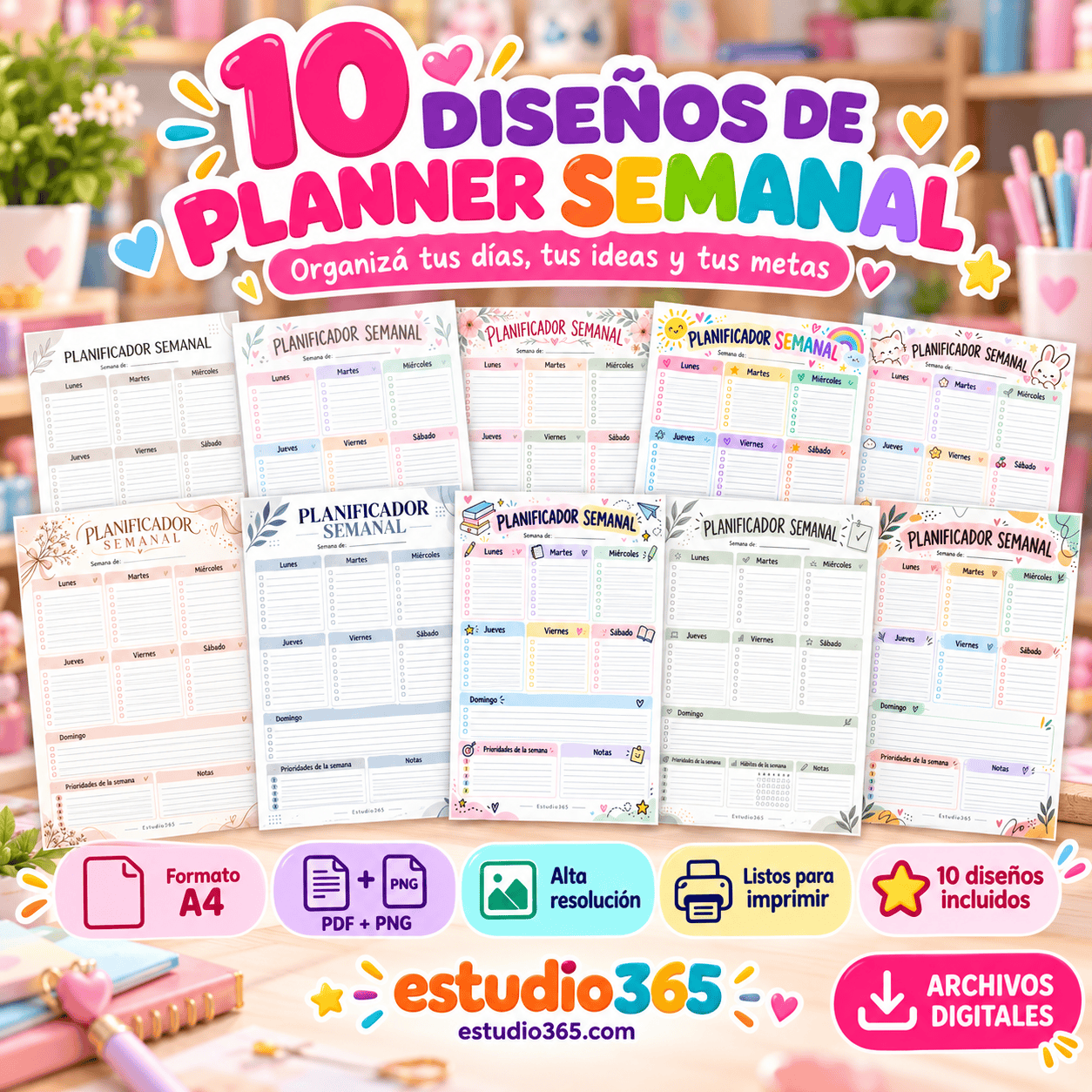 planner_semanal (1) Pack Planner Semanal 10 Diseños A4 - Imagen 1